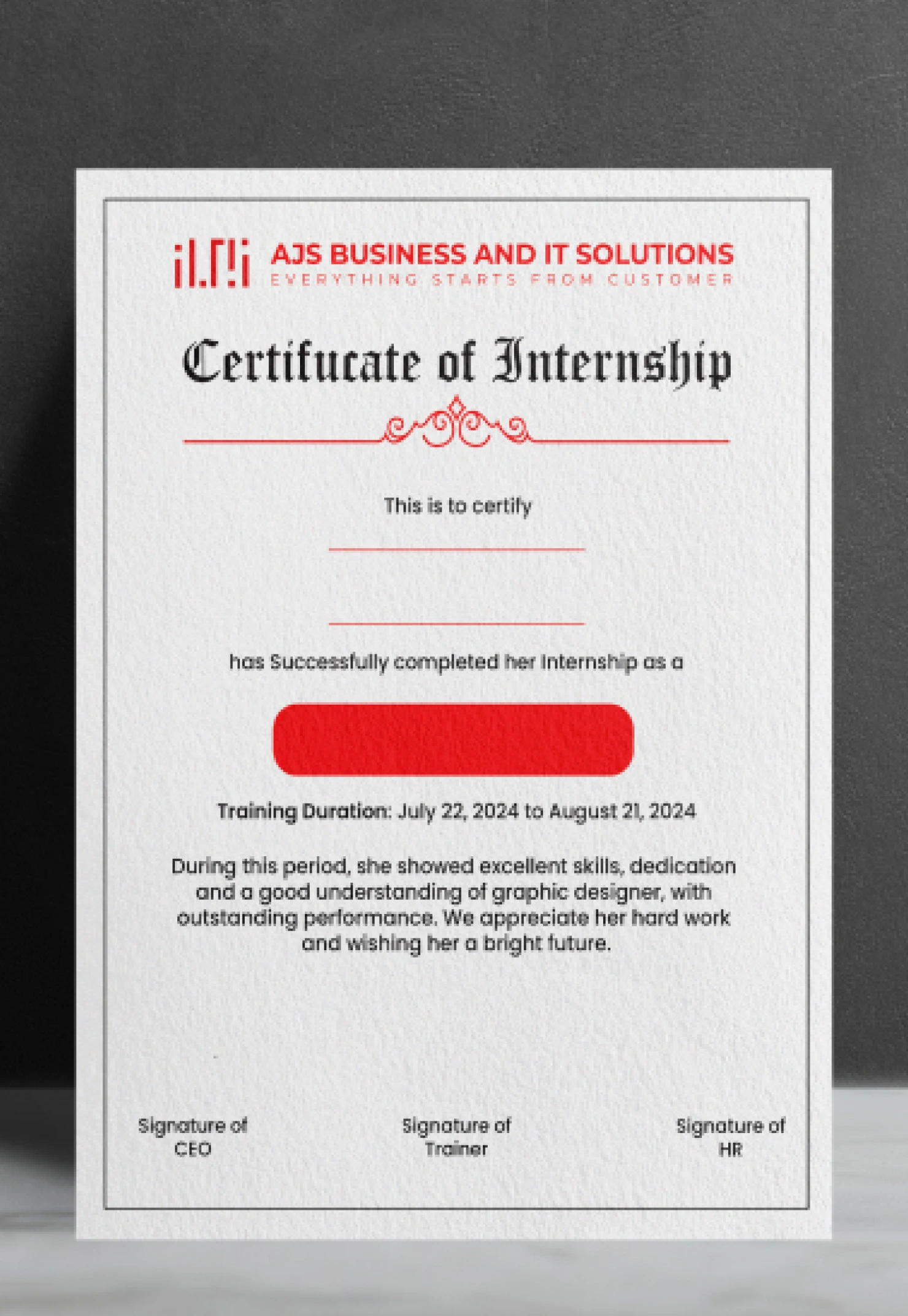 AJS Business and IT Solutions-Certificate